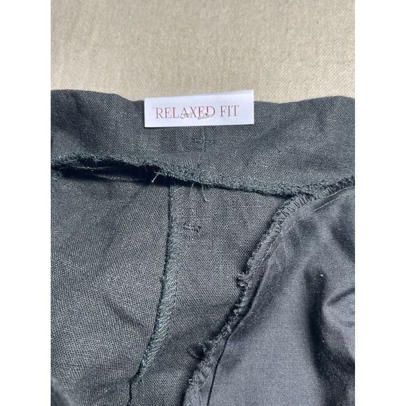 Sapphire Red Black Linen Blend Relaxed Fit Paperbag Waist Shorts  Size Medium - Picture 10 of 13